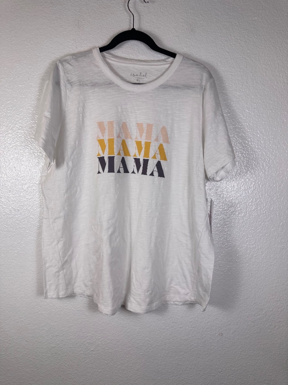 Isabel by Ingrid + Isabel White 'MAMA' Graphic Tee Casual Crew Neck Shirt. Sz XL